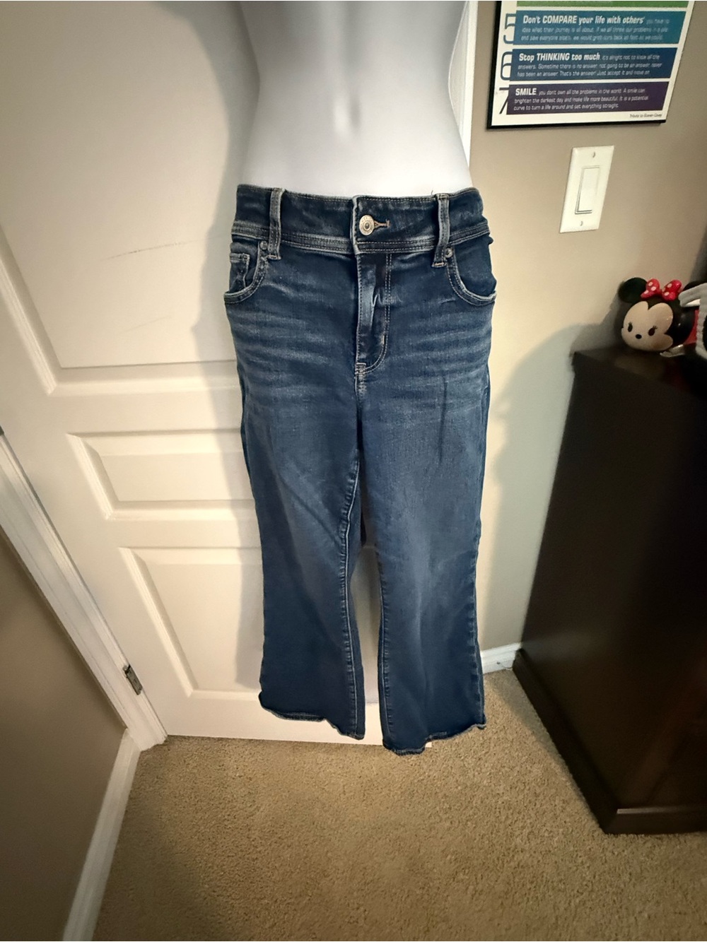American Eagle Outfitters Dark Blue Wide-Leg Jeans size 12 short never worn